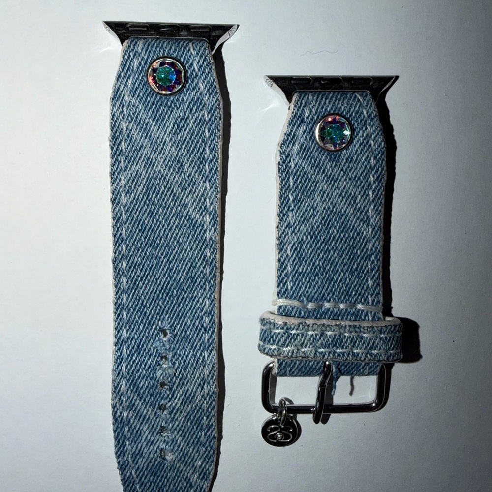 Authentic Upcycled Chanel Denim Skinny Watchband by Spark’l- size 3